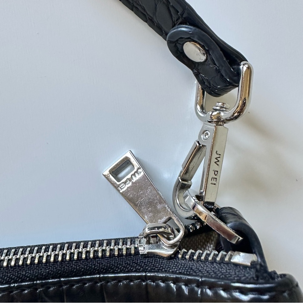 JW PEI Eva Black Croc-Textured Shoulder Bag - Picture 3 of 8